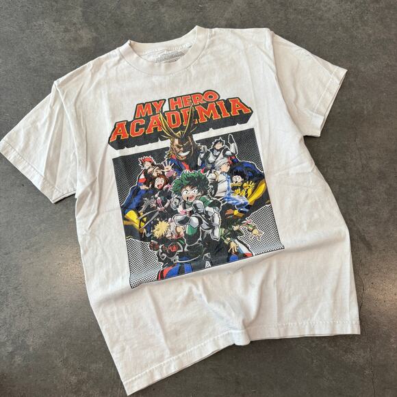 Vintage Y2K My Hero Academia Anime Cartoon White Graphic Tee Medium - Picture 1 of 5